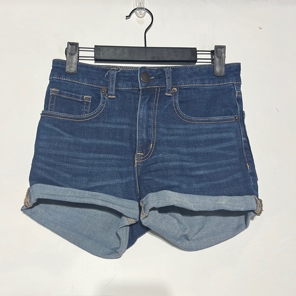 Aeropostale Pants - Aeropostale Dark Wash High Rise Midi Cuffed Denim Shorts Size 4